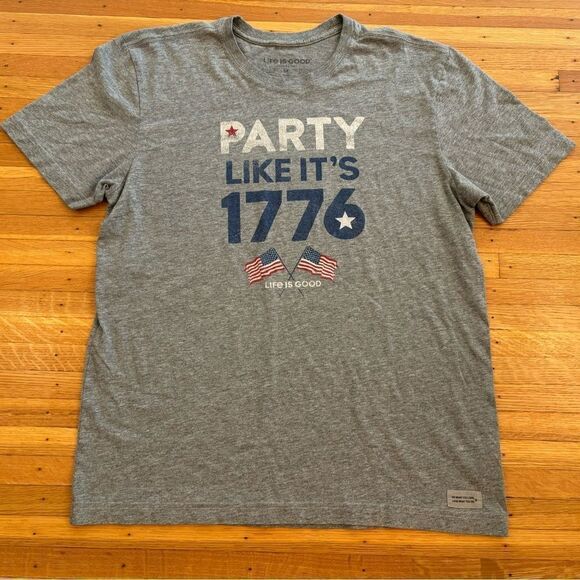 Life is Good Party Like it’s 1776 4th of July Grey Crusher Tee - Picture 1 of 4